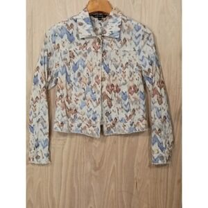 Charlie B Printed Long Sleeve Button Front Linen Jacket Women's Size P/S.